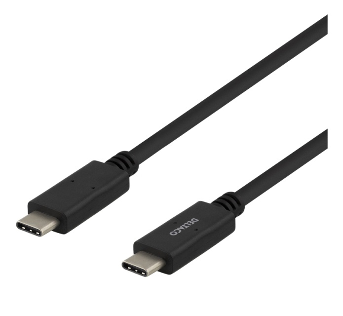 DELTACO USB 2.0 kabel, Typ C - Typ C, 2m, svart