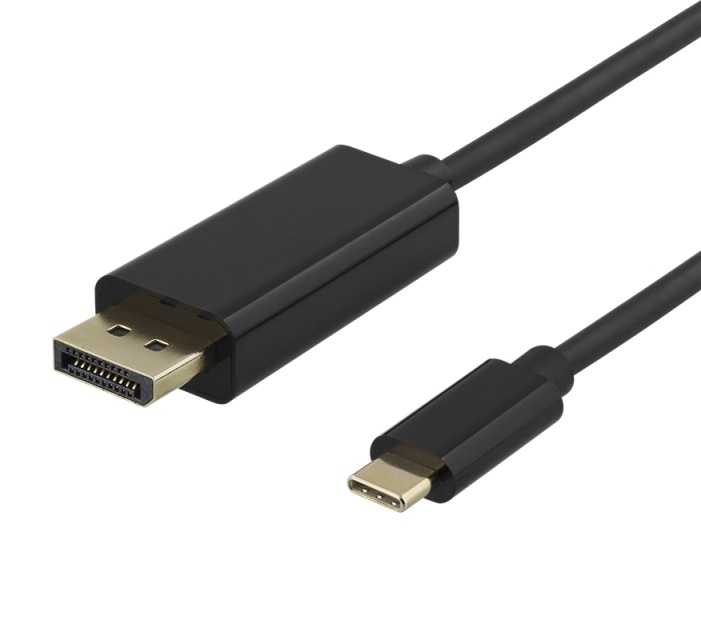 DELTACO USB-C till DisplayPort-kabel, 1m, 4K@60Hz, svart