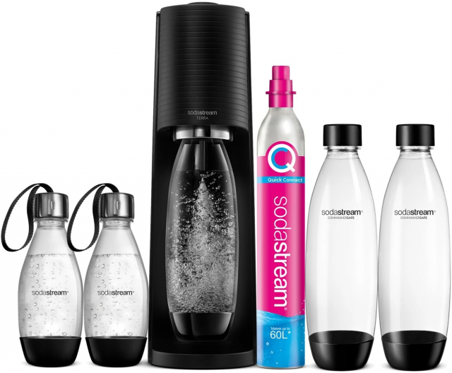 SodaStream TERRA Kolsyremaskin med fem flaskor & patron, Svart