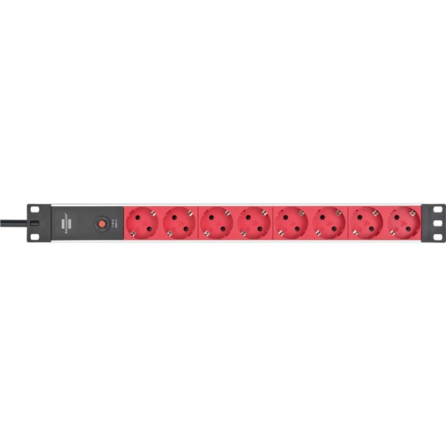 brennenstuhl Alu-Line 8-voudige 19" Stekkerdoos voor schakelkasten Randaarde Stekker 2.00 m Zwart/Rood C14