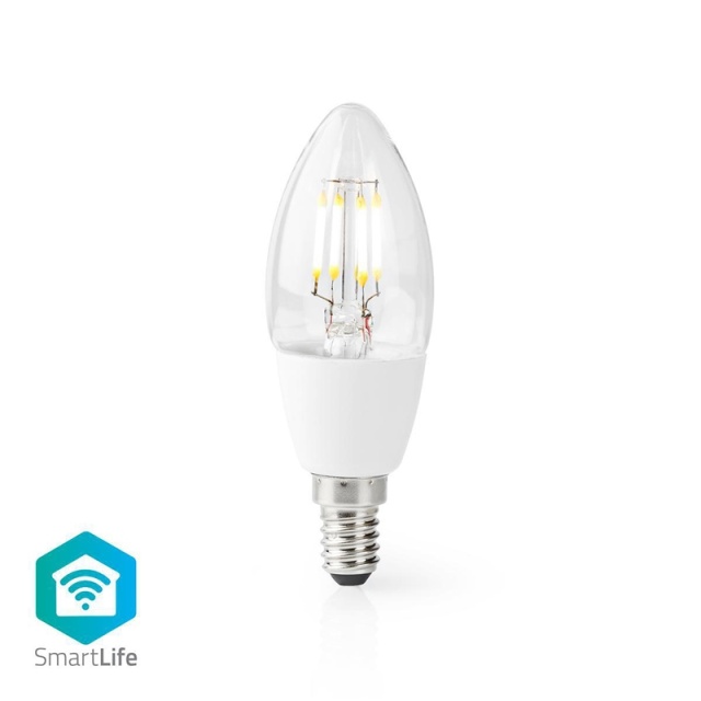 Nedis SmartLife LED Filamentlamp | E14 | 400 lm | 5 W | Warm Wit | 2700 K | Glas | Android™ / IOS | Kaars | 1 Stuks
