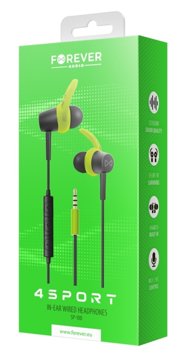 Forever 4Sport (SP-100) - Bekabelde in-ear sporthoofdtelefoon, groen