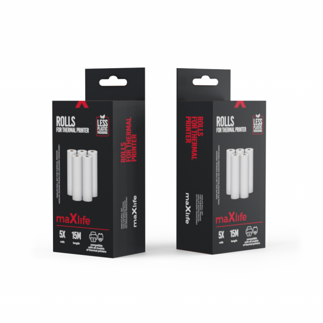 Maxlife Papierrollen voor thermische printer, 5st x 3m