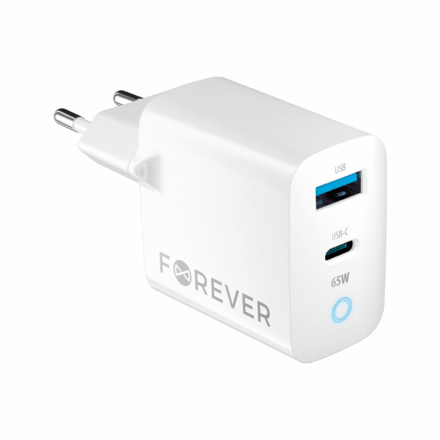 Forever GaN TC-06-65AC PD QC Wandoplader 1x USB-C 1x USB 65W