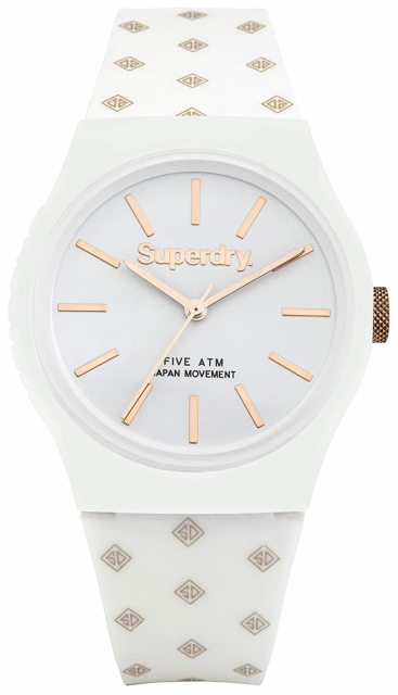 Superdry SDSYG166WRG - Horloge 38 mm met 5 bar waterdichtheid, Wit/Goud