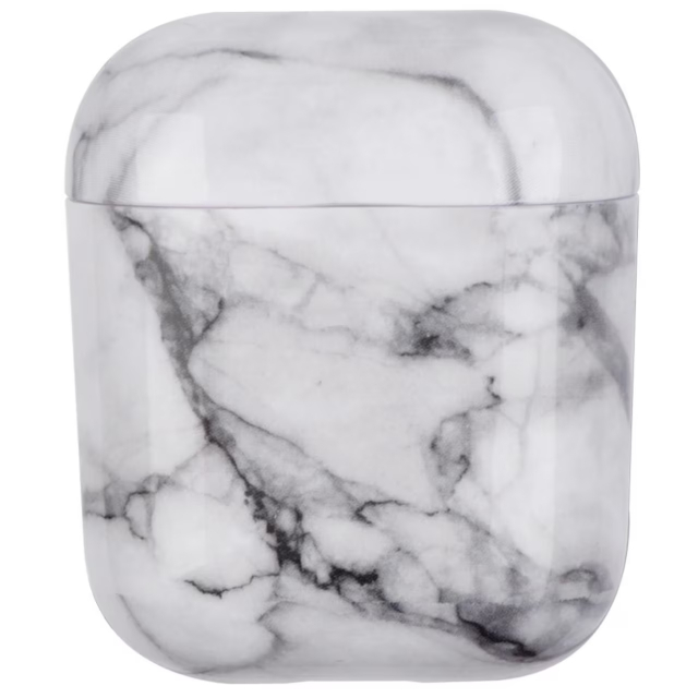 Beschermhoesje in marmerpatroon voor Apple Airpods, Lichtgrijs