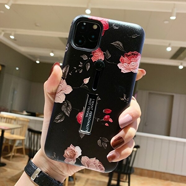 Fashion hoesje met vingerhouder - iPhone 12/12 Pro, Bloemen
