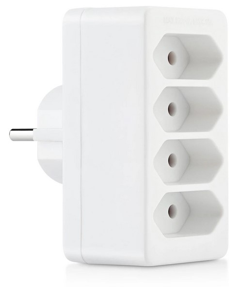 Splitterstekker 4-voudig EU, Adapter met 4 stopcontacten