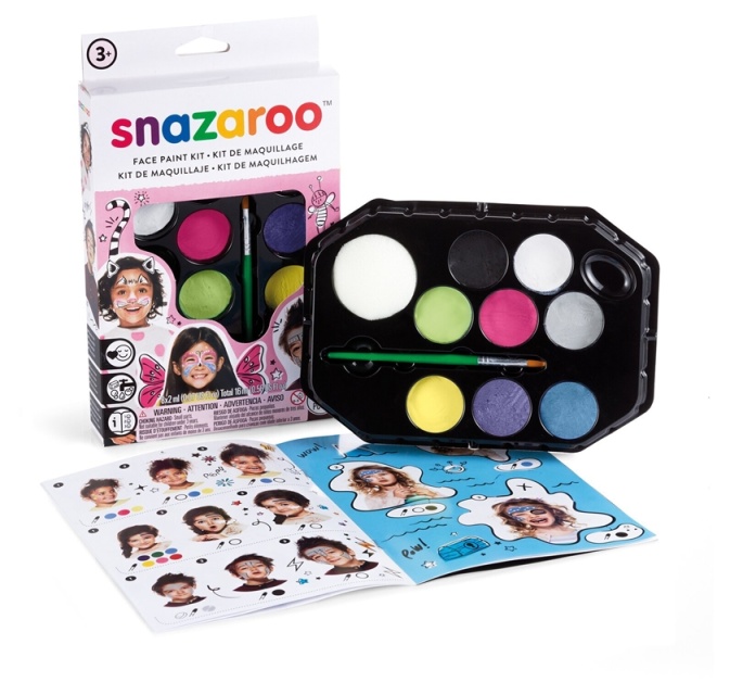 Snazaroo Ansiktsfärg 10 delar + Häfte