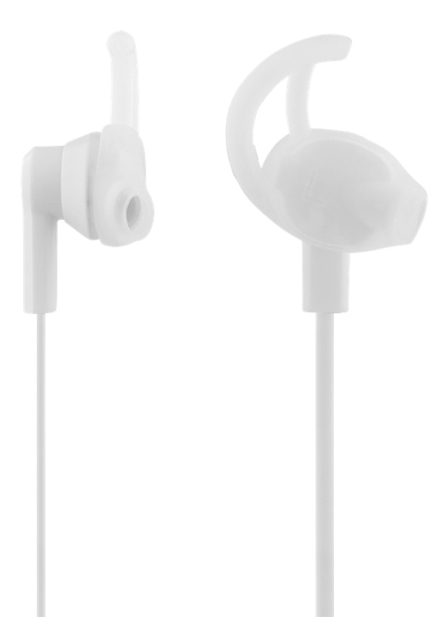 STREETZ stay-in-ear headset, 1-button remote, 3.5mm, microphone, white