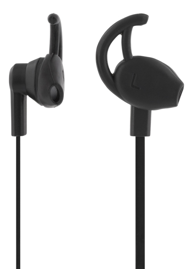STREETZ stay-in-ear headset, 1-button remote, 3.5mm, microphone, black