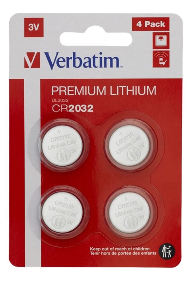 Verbatim LITHIUM BATTERY CR2032 3V 4 PACK