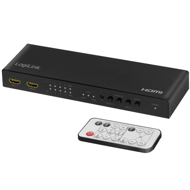 LogiLink HDMI-matrixschakelaar 4K/60Hz ARC HDCP HDR CEC