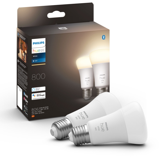 Philips Hue White A60 E27 2-pack