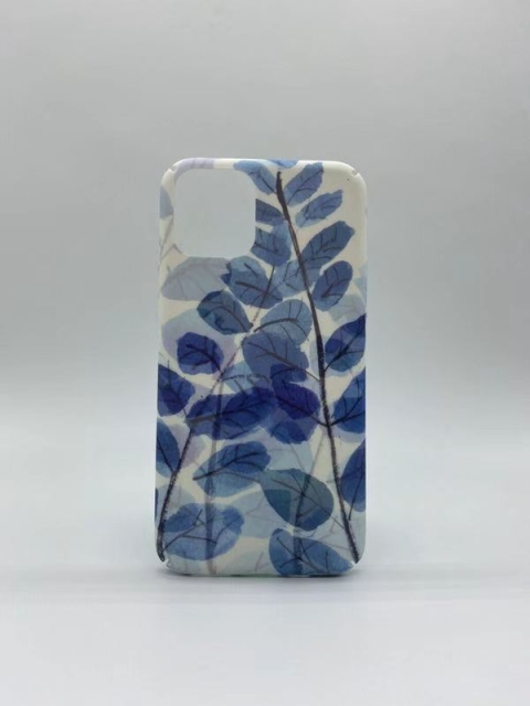 Marmer hoesje met blauwe bladeren voor iPhone 11 Pro Max