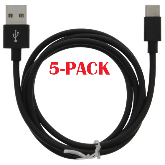 5-PACK Kabel USB-A - USB-C 2.4A, 1m, Zwart