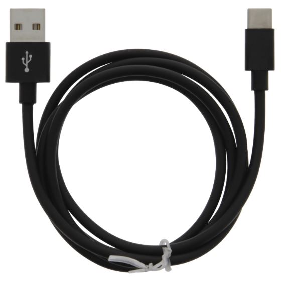 Kabel USB-A - USB-C 2.4A, 1m, Zwart
