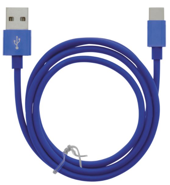 Kabel USB-A - USB-C 2.4A, 1m, Blauw