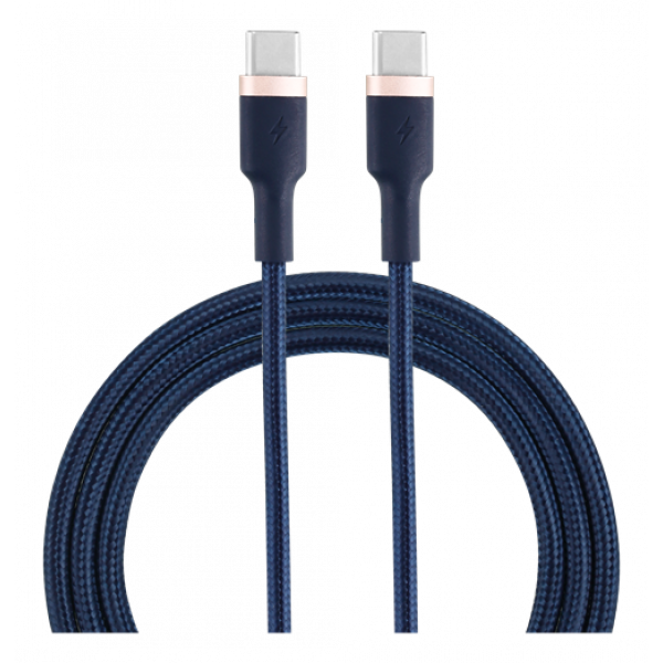 EPZI USB-C naar USB-C kabel, 60W, gevlochten, 1m - marineblauw