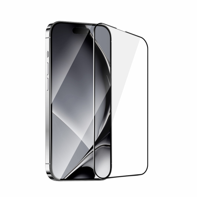 Schermbeschermer van gehard glas met metalen frame, iPhone 16 Pro