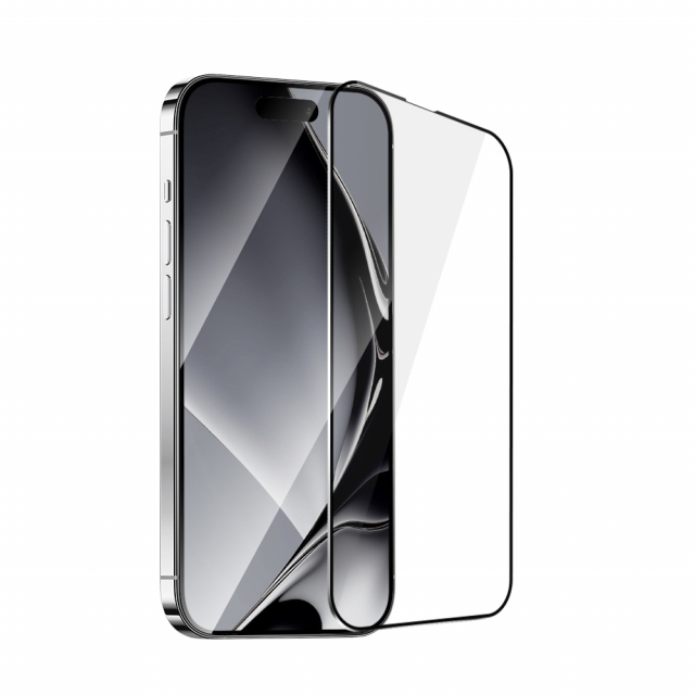 Schermbeschermer van gehard glas met metalen frame, iPhone 15 Pro