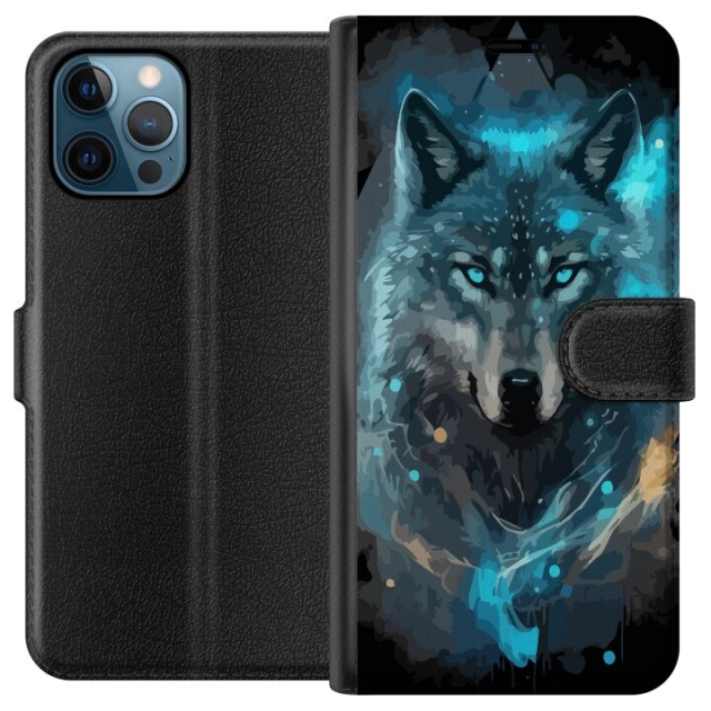 Portemonnee-hoesje voor Apple iPhone 12 Pro met Wolf ontwerp