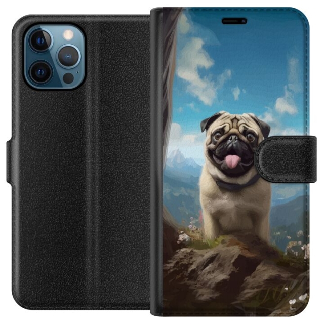 Portemonnee-hoesje voor Apple iPhone 12 Pro met Blije Hond ontwerp