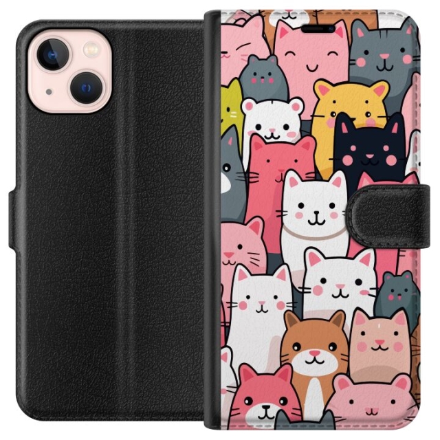 Portemonnee-hoesje voor Apple iPhone 13 mini met Kattenpatroon ontwerp