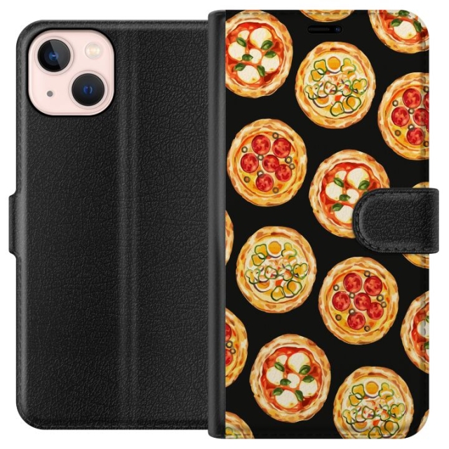 Portemonnee-hoesje voor Apple iPhone 13 mini met Pizza ontwerp