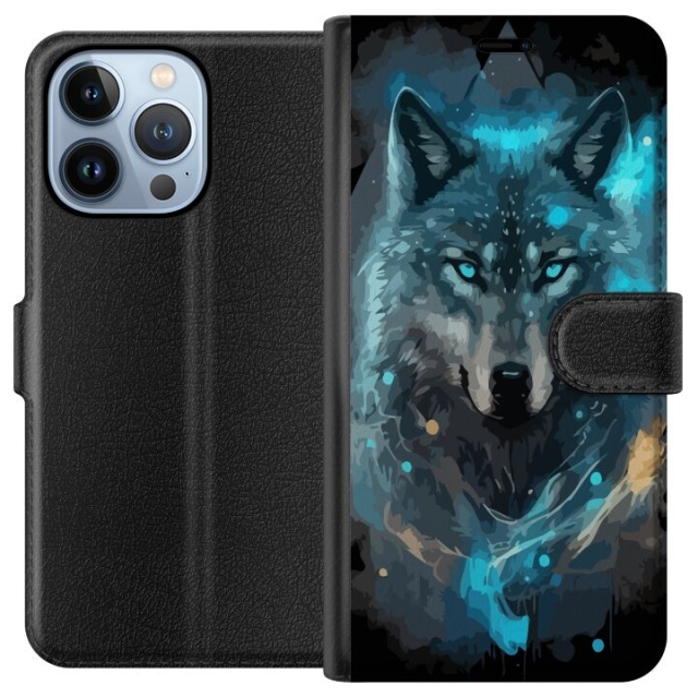 Portemonnee-hoesje voor Apple iPhone 13 Pro met Wolf ontwerp