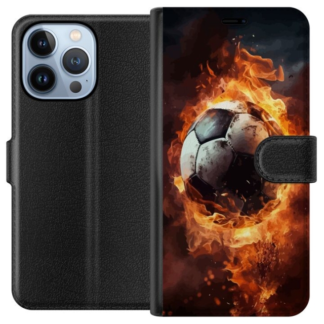 Portemonnee-hoesje voor Apple iPhone 13 Pro met Voetbal ontwerp