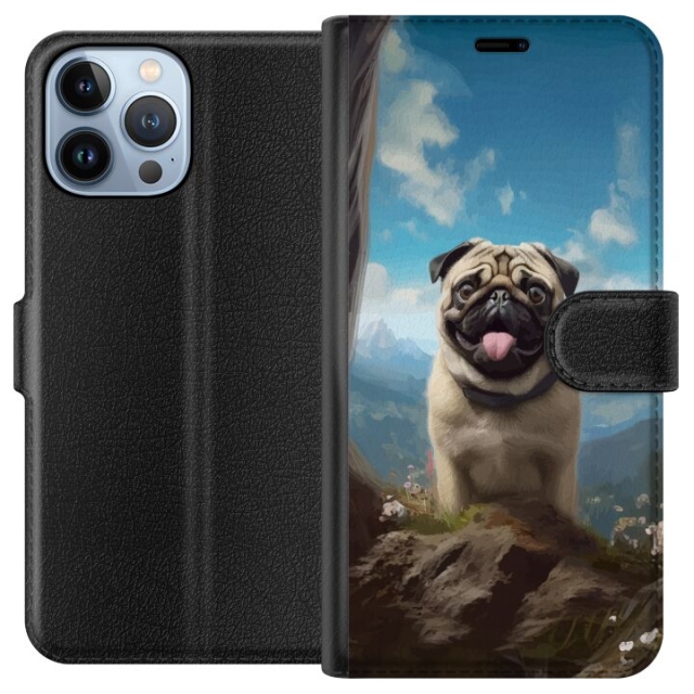 Portemonnee-hoesje voor Apple iPhone 13 Pro Max met Blije Hond ontwerp