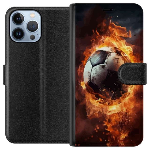 Portemonnee-hoesje voor Apple iPhone 13 Pro Max met Voetbal ontwerp