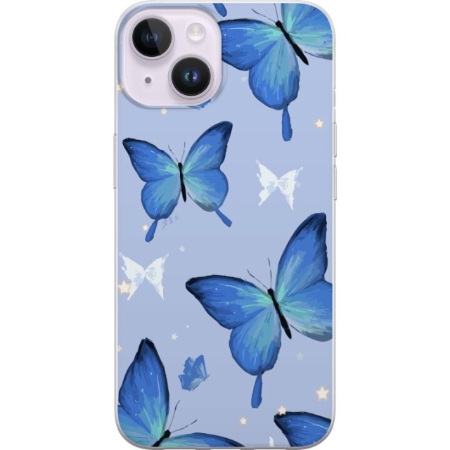 Mobiele hoes voor Apple iPhone 14 met Blauwe vlinders ontwerp