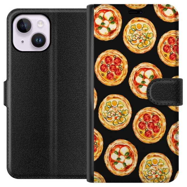 Portemonnee-hoesje voor Apple iPhone 14 Plus met Pizza ontwerp