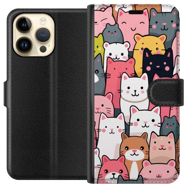 Portemonnee-hoesje voor Apple iPhone 14 Pro Max met Kattenpatroon ontwerp