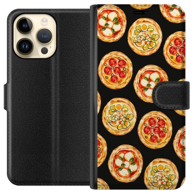 Portemonnee-hoesje voor Apple iPhone 14 Pro Max met Pizza ontwerp