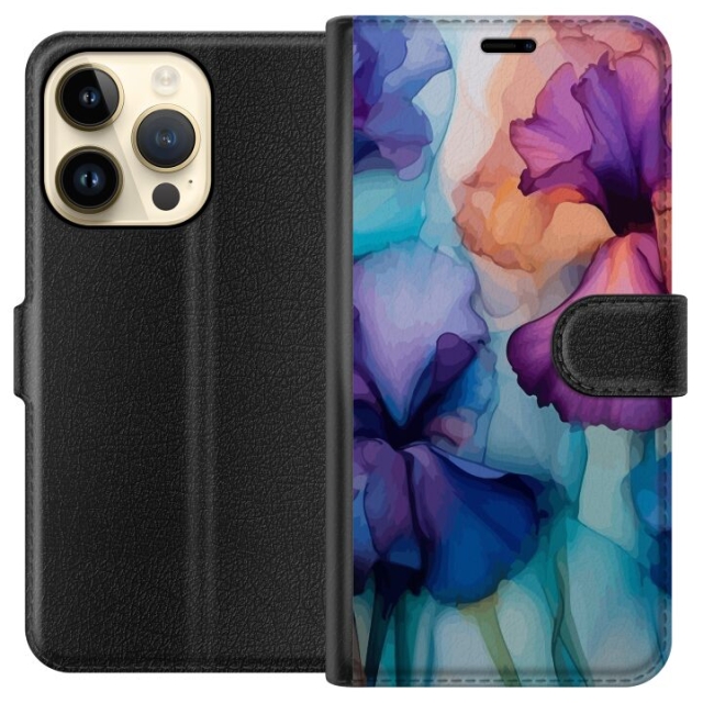 Portemonnee-hoesje voor Apple iPhone 15 Pro met Magische bloemen ontwerp