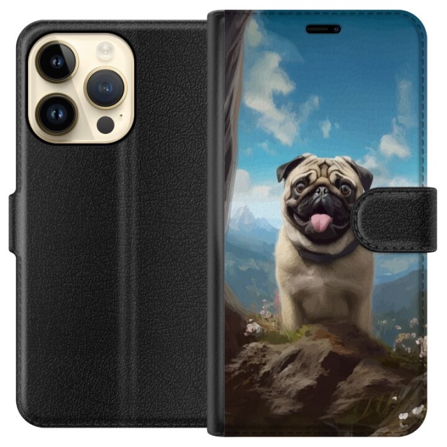 Portemonnee-hoesje voor Apple iPhone 15 Pro met Blije Hond ontwerp