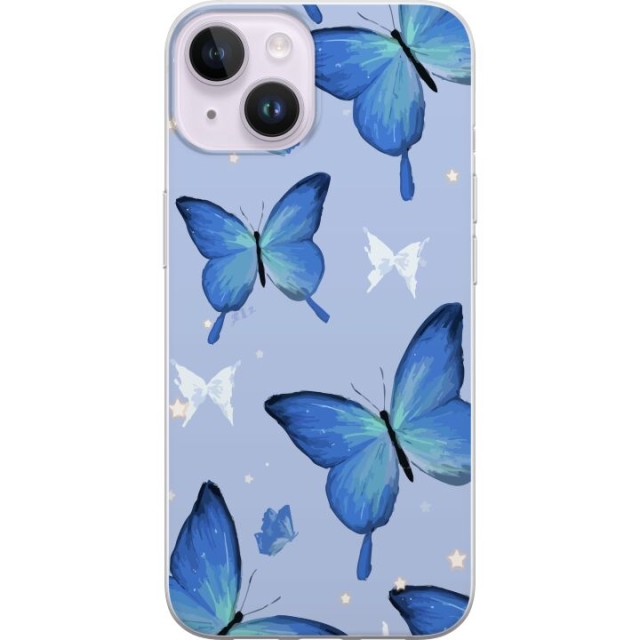 Mobiele hoes voor Apple iPhone 15 Plus met Blauwe vlinders ontwerp