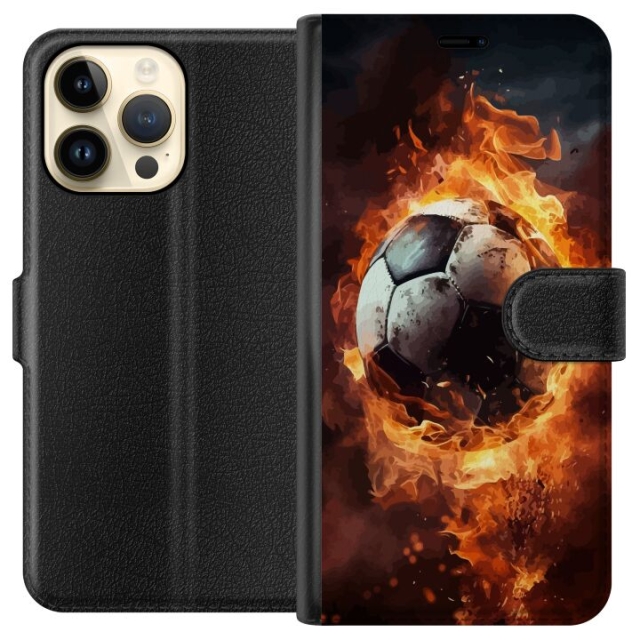 Portemonnee-hoesje voor Apple iPhone 15 Pro Max met Voetbal ontwerp