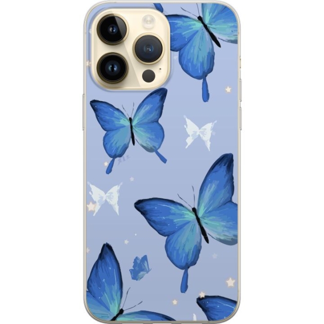 Mobiele hoes voor Apple iPhone 15 Pro Max met Blauwe vlinders ontwerp