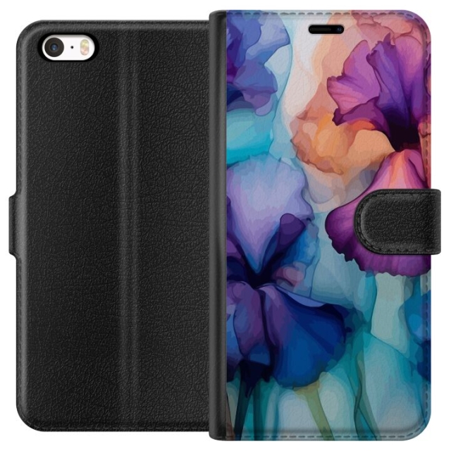 Portemonnee-hoesje voor Apple iPhone 5 met Magische bloemen ontwerp