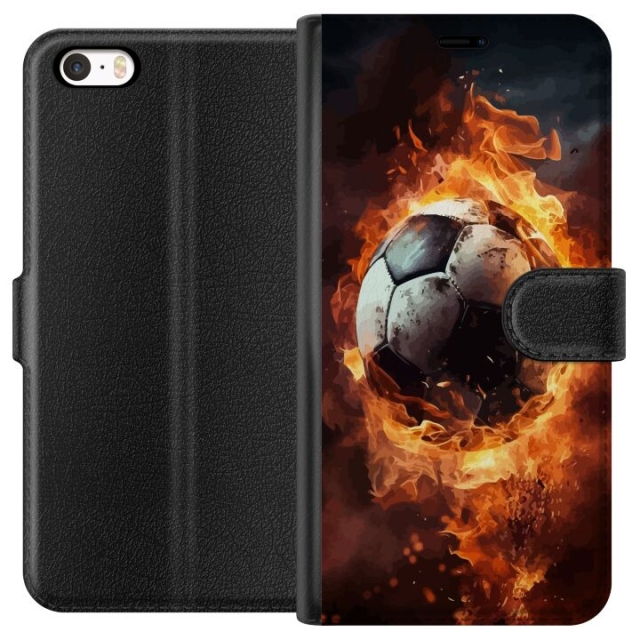Portemonnee-hoesje voor Apple iPhone 5 met Voetbal ontwerp