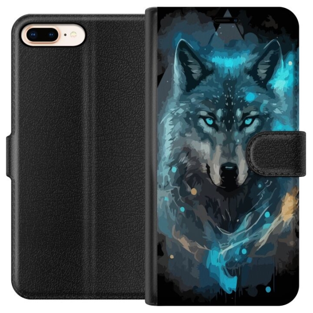 Portemonnee-hoesje voor Apple iPhone 7 Plus met Wolf ontwerp