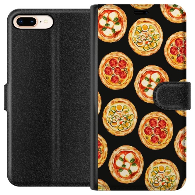 Portemonnee-hoesje voor Apple iPhone 7 Plus met Pizza ontwerp
