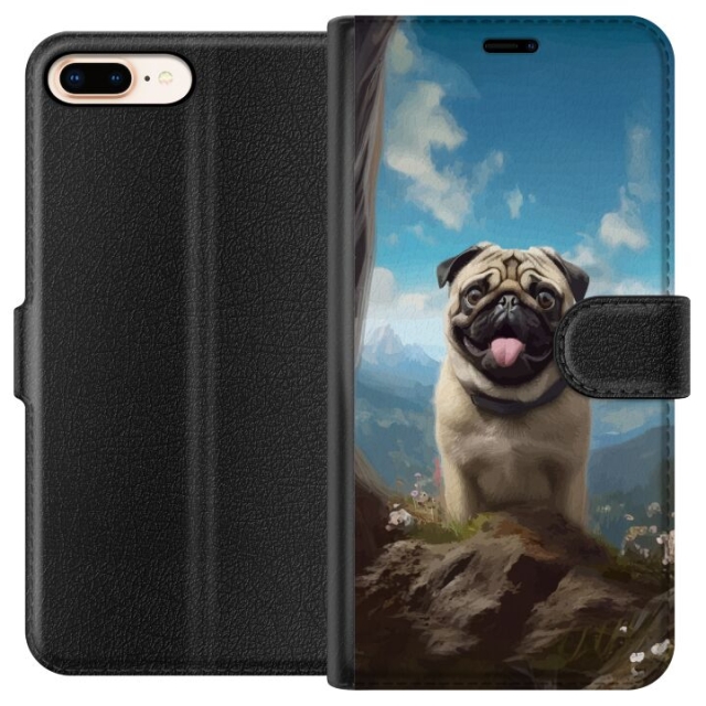 Portemonnee-hoesje voor Apple iPhone 7 Plus met Blije Hond ontwerp