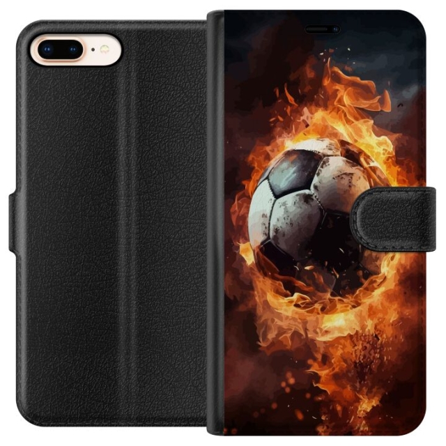 Portemonnee-hoesje voor Apple iPhone 7 Plus met Voetbal ontwerp