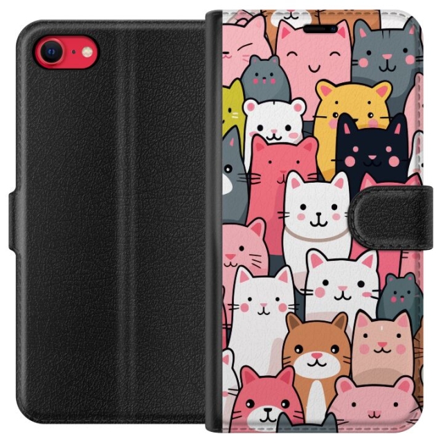 Portemonnee-hoesje voor Apple iPhone SE (2020) met Kattenpatroon ontwerp