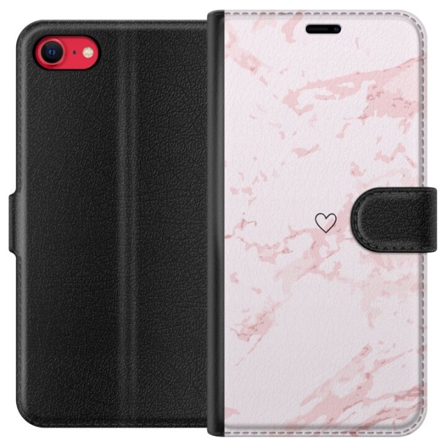 Portemonnee-hoesje voor Apple iPhone SE (2020) met Roze Hart ontwerp